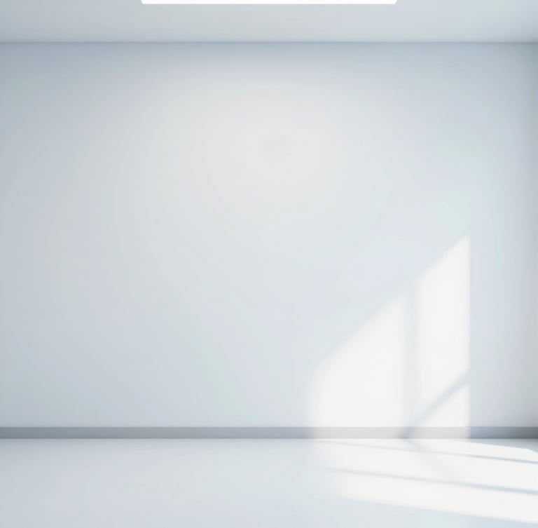 Medium-wide environmental shot of a pristine, quiet clinical waiting area with natural light, clean white and soft blue tones, minimalist design, sharp focus, 35mm