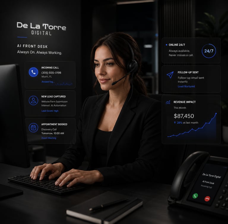 AI front desk answering calls and booking appointments 24/7