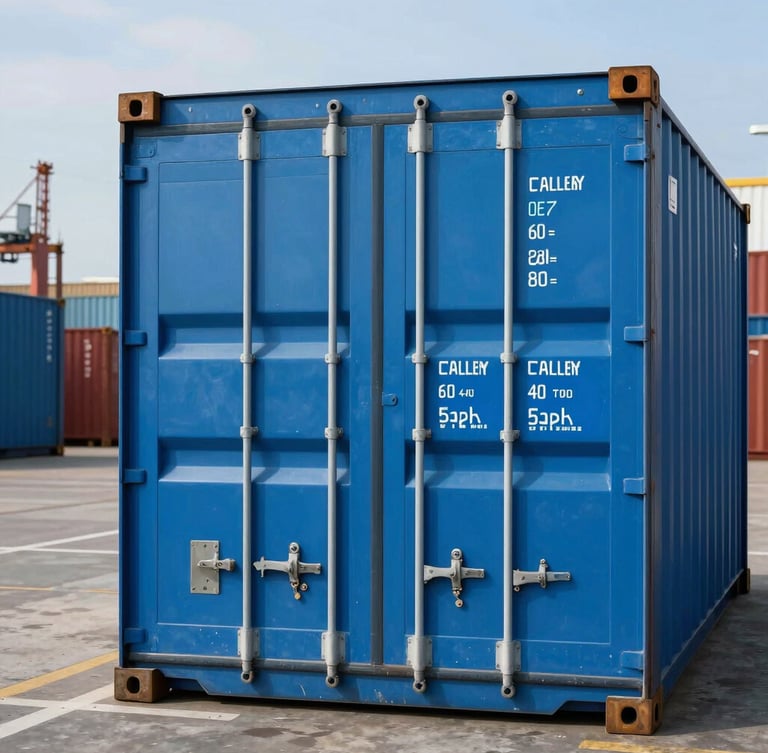 Primer plano de un contenedor refrigerado de exportación con indicadores digitales de temperatura activa en azul brillante, fondo de puerto industrial diurno.
