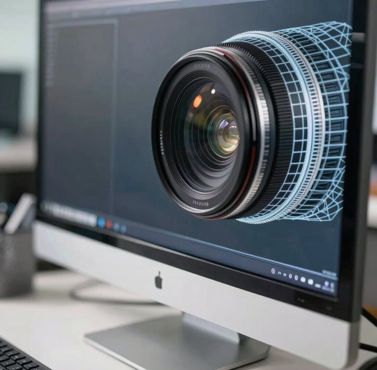 A sharp, close-up macro shot of a clean wireframe on a modern physical monitor, bright clinical daylight, sharp shadows, corporate workspace environment.
