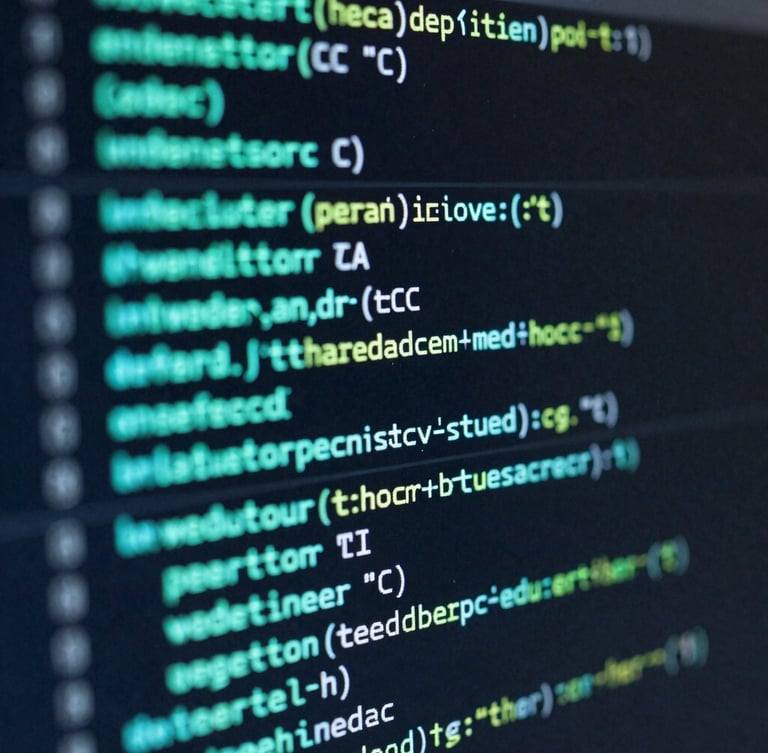 Macro high-fidelity shot of a terminal running automated system scripts, bright cyan code lines on an obsidian background, shallow depth of field, low-key lighting.
