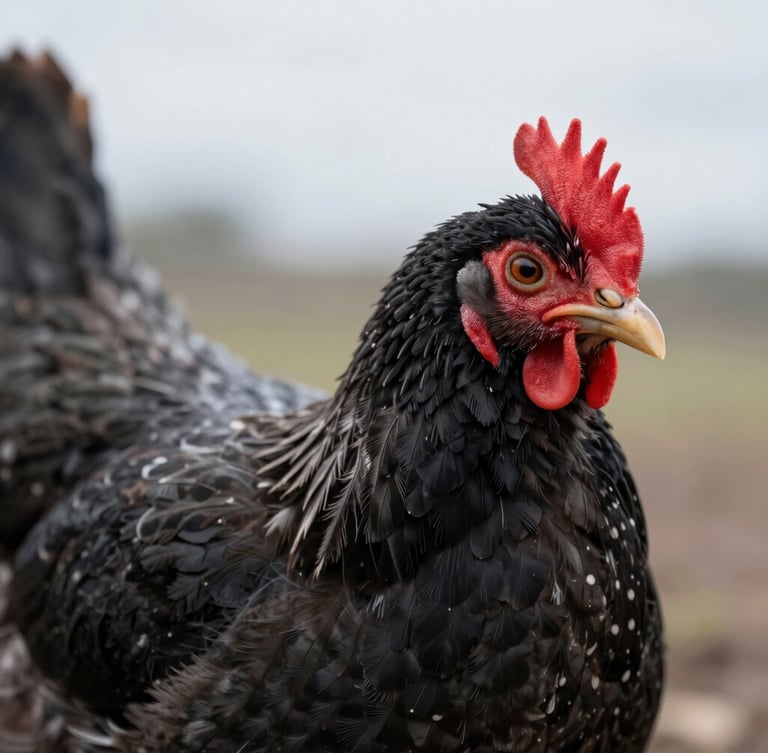 Macro close-up of clean, high-contrast Delaware breed poultry feathers, overcast natural daylight, sharp details of plumage texture.