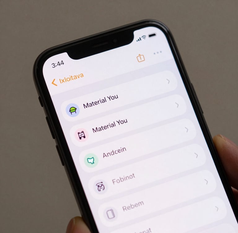 Orthographic close-up of a modern Android phone displaying a clean, system-native clipboard manager interface, flat neutral studio lighting, high-contrast Material You styling.