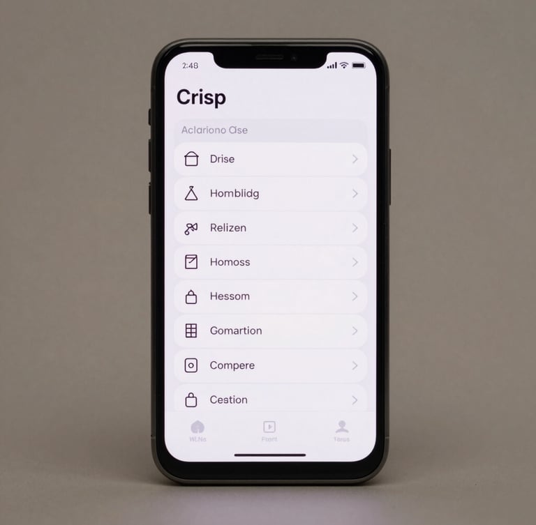 Crisp front-facing orthographic render of a modern Android phone displaying a clean, block-based automation rule interface, flat neutral studio lighting, no shadows