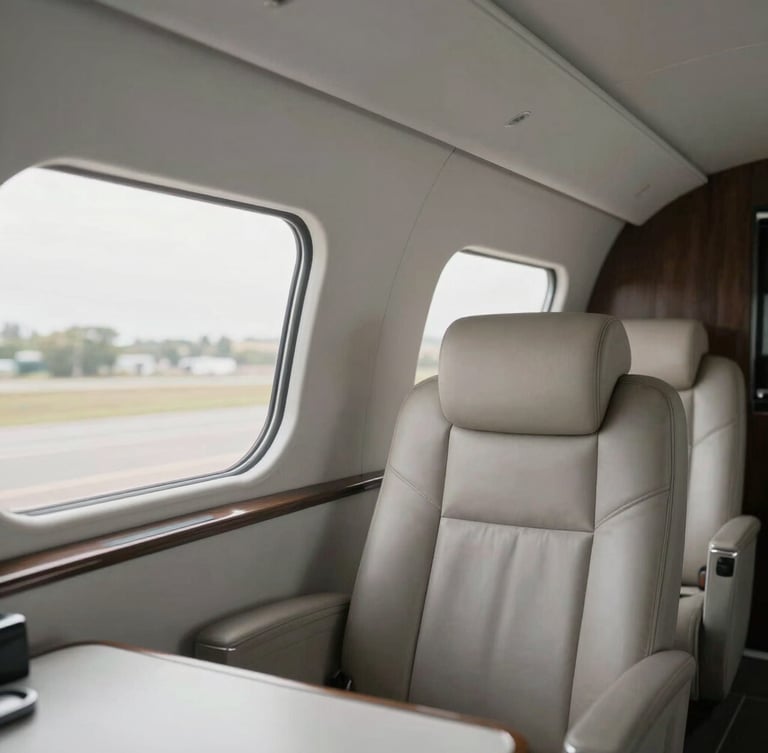 Interior close-up of a clean, spacious passenger cabin of a modern private hire vehicle, soft natural light through the window, sharp focus.