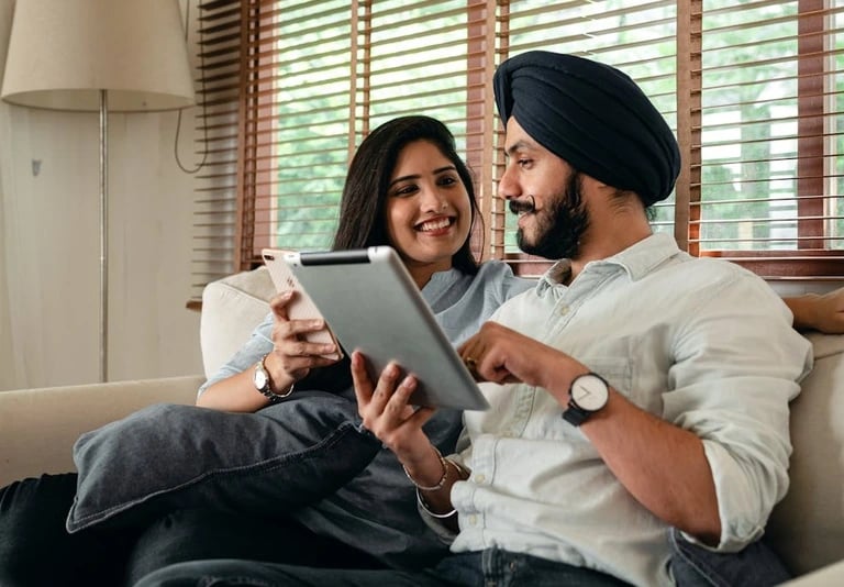 Couple in a video call