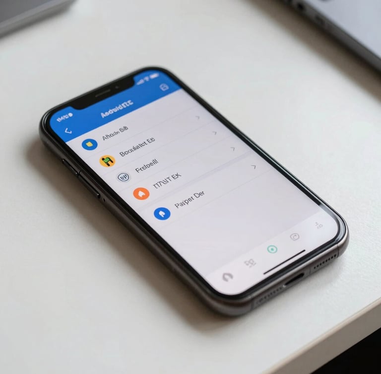 Close-up of a high-resolution Android EDC terminal displaying a secure payment interface on a clean counter, soft daylight, sharp focus on screen.