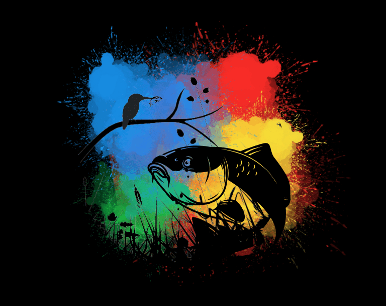 a fish in a colorful painting style