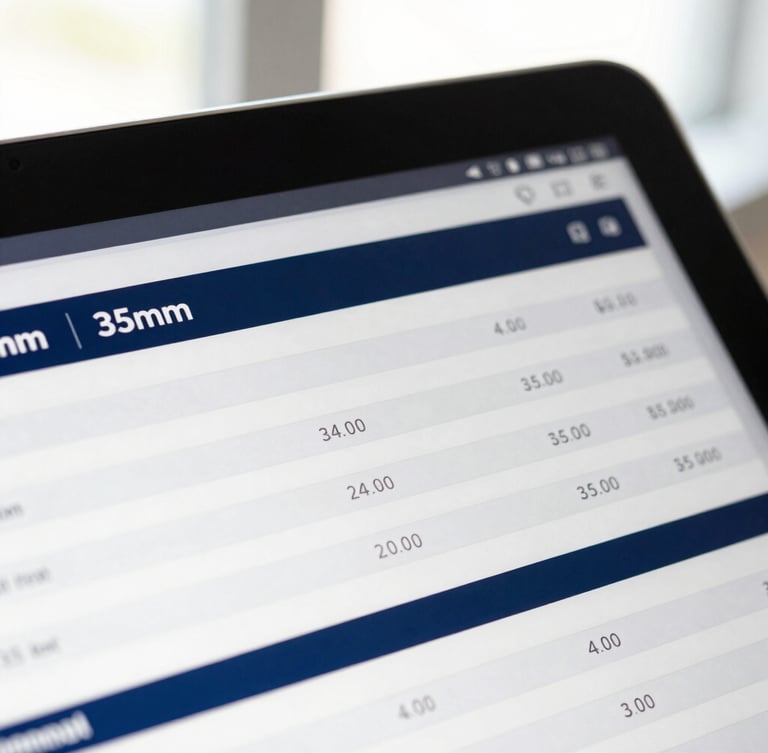 Macro shot of a modern financial spreadsheet on a tablet screen, bright natural window light, deep navy and cool white tones, sharp focus, 35mm