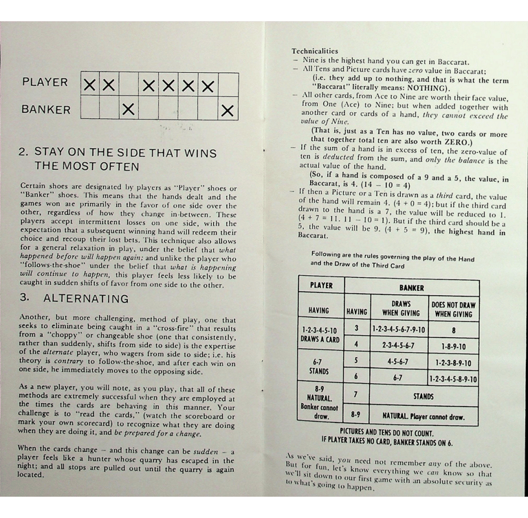 Sahara gaming guide Baccarat