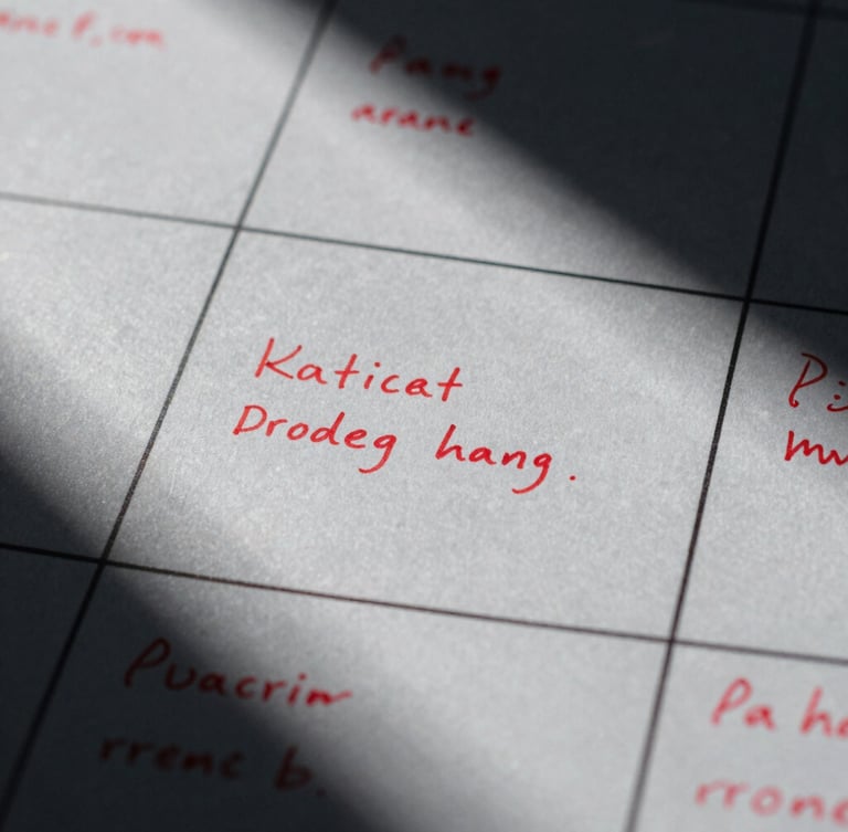Close-up of a storyboard with handwritten red marker notes, hard direct flash, raw 35mm film texture, deep shadows.