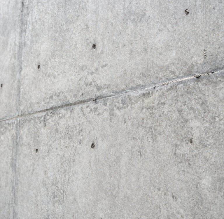 Extreme close-up of a flawless architectural concrete wall showing raw aggregate texture and sharp formwork tie-rod holes.