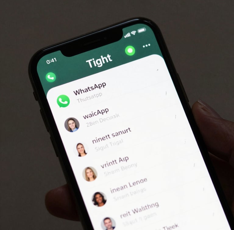 Tight isometric shot of a dark-mode mobile interface displaying active WhatsApp chat automation with glowing electric green status indicators and clean B2B lead data