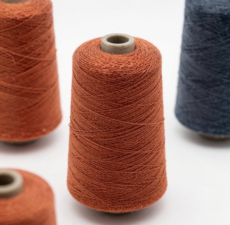 A macro close-up of raw Bhagalpuri silk threads being tested for tensile strength under crisp natural daylight, clean laboratory background, terracotta color accents, sharp focus, 50mm.