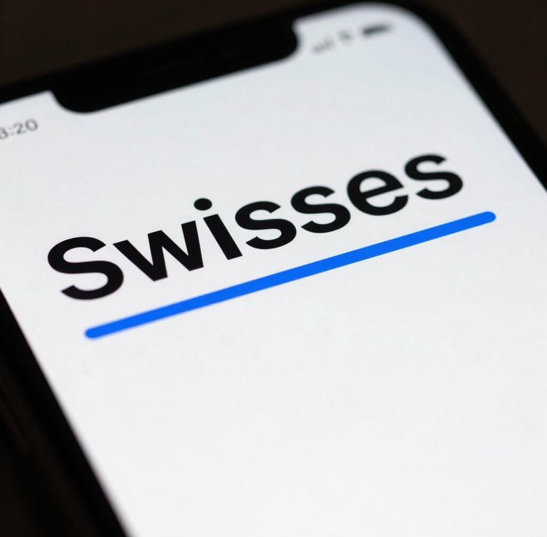 Extreme close-up of a dark, high-fidelity mobile application interface, razor-sharp Swiss sans-serif typography, stark contrast, electric blue highlight line.