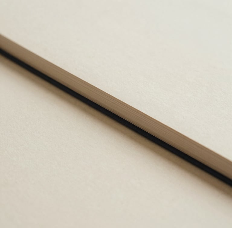 Abstract composition of clean paper textures and elegant closed book spines, soft diffused morning daylight, neutral beige tones, minimalist aesthetic