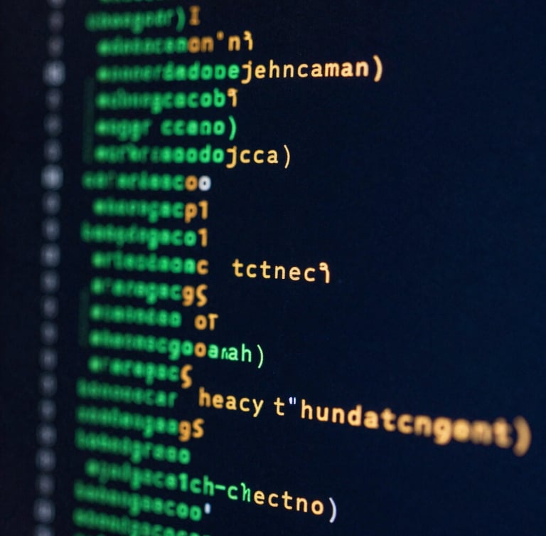 Macro close-up of a dark terminal screen displaying green and amber network node diagrams, high-contrast code lines, low-key cool blue ambient lighting, sharp focus, 35mm