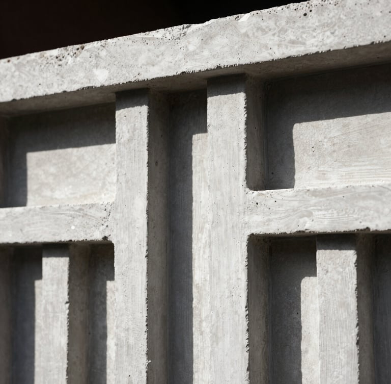 Extreme macro close-up of a raw plaster architectural model, deep shadows, harsh natural light, 35mm film texture