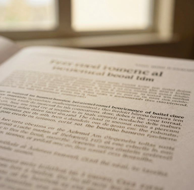 Macro detail shot of a peer-reviewed medical journal abstract, focusing on structured scientific text, warm editorial lighting, shallow depth of field