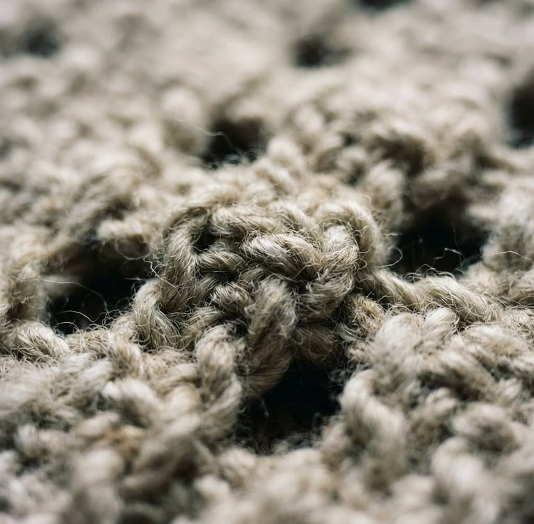 Macro detail crop of heavy-gauge raw wool weave, soft north-facing window light casting deep shadows into the crevices, muted oatmeal and bone tones, shallow depth of field, 35mm