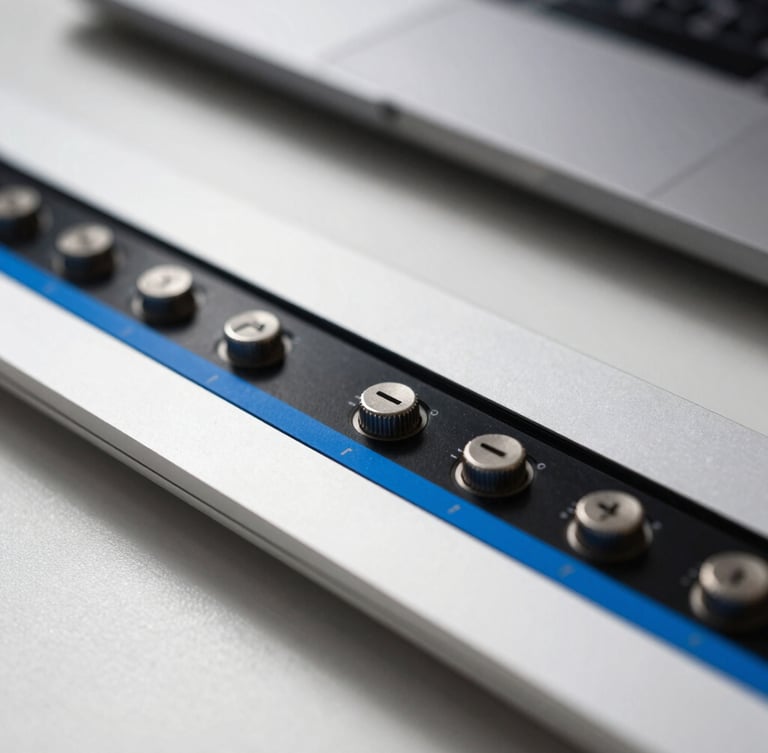 Macro close-up of a high-end digital interface on a screen, crisp Nordic daylight casting sharp shadows across a clean workspace, 35mm photography