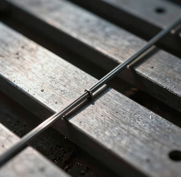 Macro shot of ground spring ends showing the precise flat cut of the steel wire, dramatic shadows on metallic surfaces, natural workshop daylight.