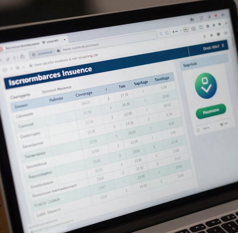 Close-up of a professional modern agent dashboard showing parsed insurance declaration data, clean tables of coverage limits, and secure verification badges, cool digital workspace lighting.