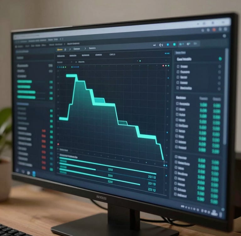 High-fidelity abstract 3D visualization of a dark-mode transactional dashboard showing real-time encrypted data flows in electric cyan, portrait aspect