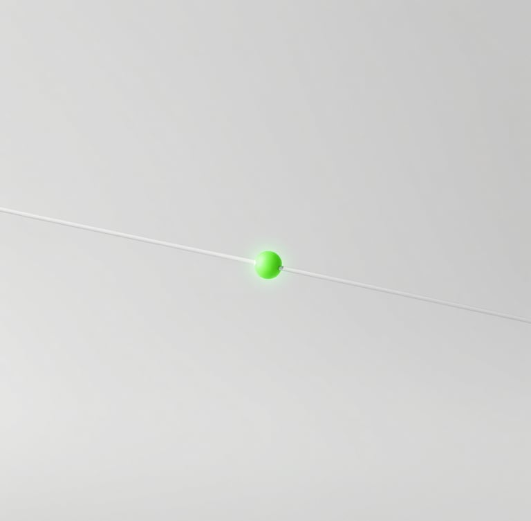 Minimalist 3D render of clean wireframe lines on a light grey background with a sharp lime green glowing node, high-key studio lighting, crisp focus