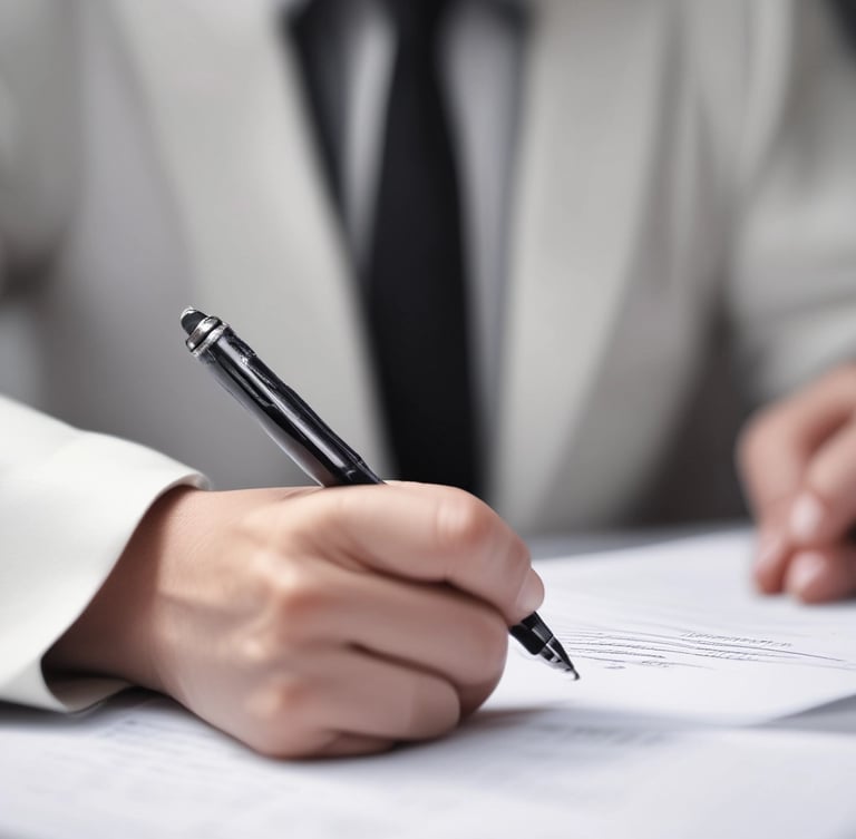 Professional lawyer consulting with a client in modern office environment, emphasizing support and trust.