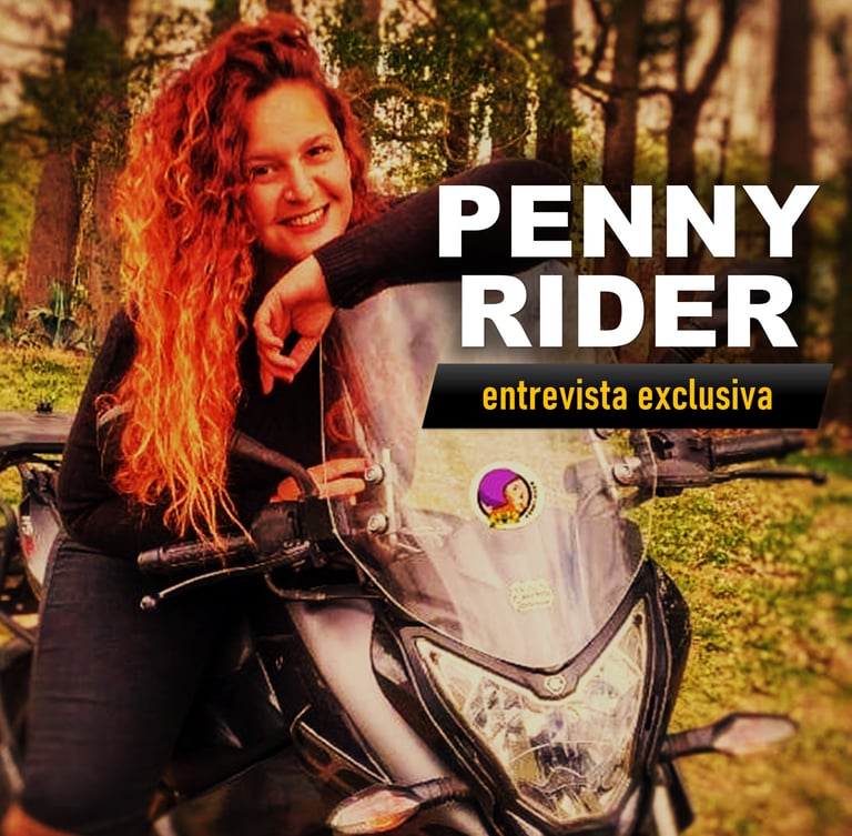 Penny Rider a woman sitting on a motorcycle with a motorcycle