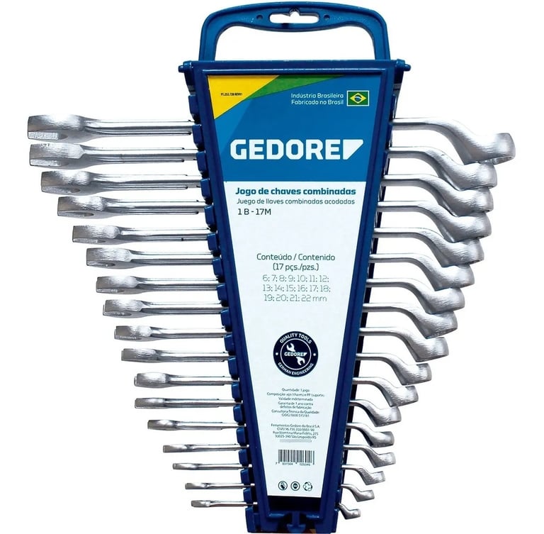 Jogo Chave Combinada 6 A 22mm Completo 17 Pçs 1b 17m Gedore