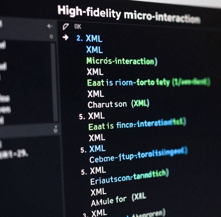 High-fidelity UI micro-interaction showing a raw text prompt transforming into structured XML tags with neon electric blue and green highlights on a pitch-black terminal screen.