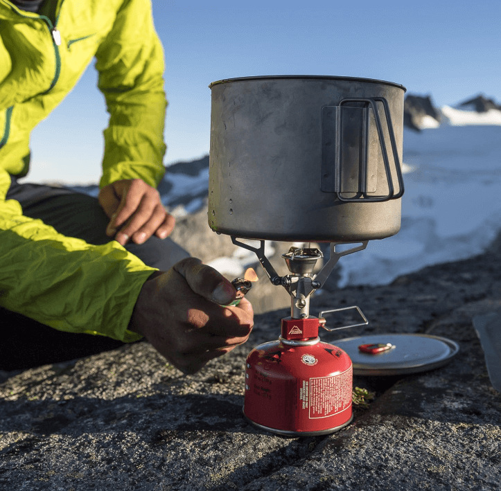 MSR Dragonfly multi-fuel stove demonstrating excellent simmer control for cooking at US camping