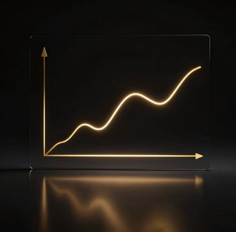 Minimalist clinical line graph with thin glowing gold lines showing exponential skin absorption rates, dark glassmorphism background, luxury medical aesthetic aesthetic