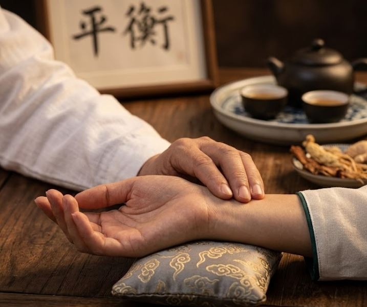 TCM pulse diagnosis consultation at Natural Acupuncture & Cupping Center in Arcadia, California