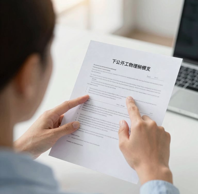 Over-the-shoulder shot of a document review in a bright office, close-up of hands pointing to clear contract terms, warm daylight.