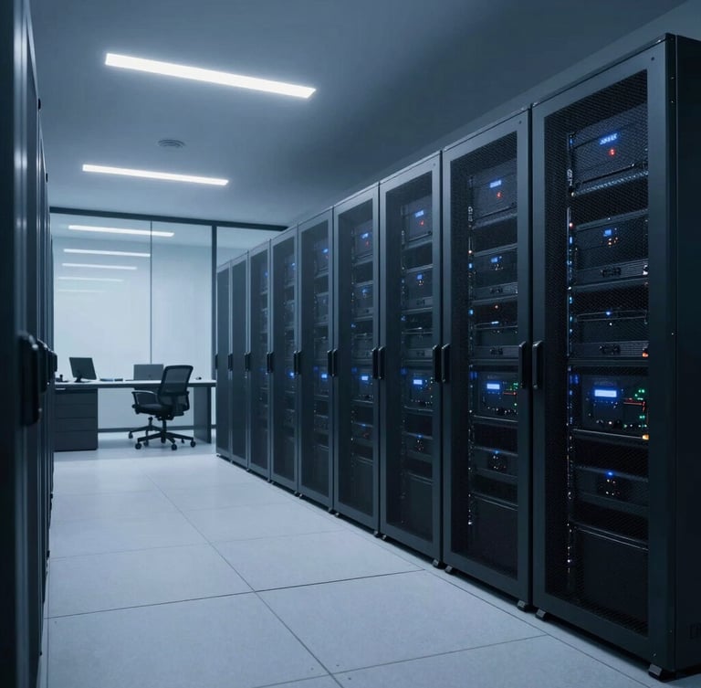 Sleek corporate office environment, modern law firm interior with clean lines, low-key cool blue lighting, sharp focus, 35mm