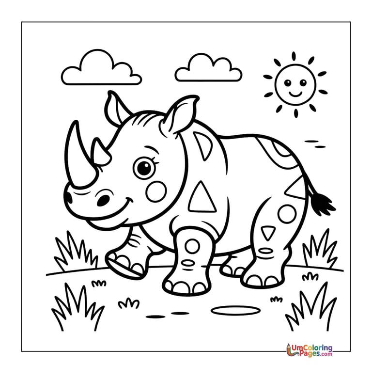Rhinoceros coloring page horned mammal printable for kids