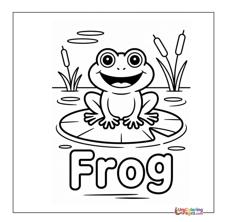 Frog coloring page amphibian animal printable for kids