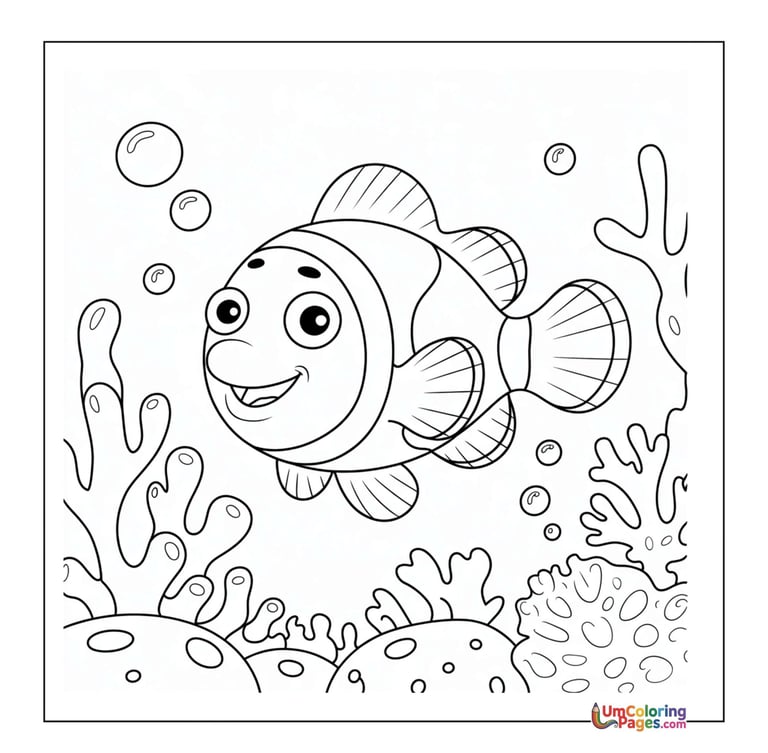 clownfish coloring page for kids