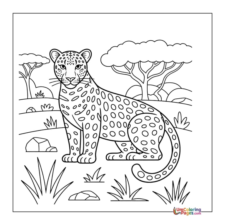 Leopard coloring page spotted big cat printable for kids