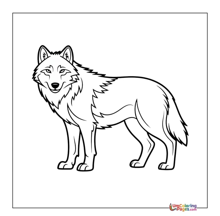 Wolf coloring page wild canine printable for kids