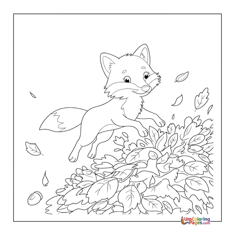 Fox coloring page woodland animal printable for kids