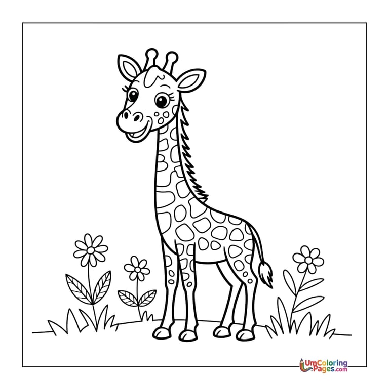 Giraffe coloring page tall African animal printable for kids
