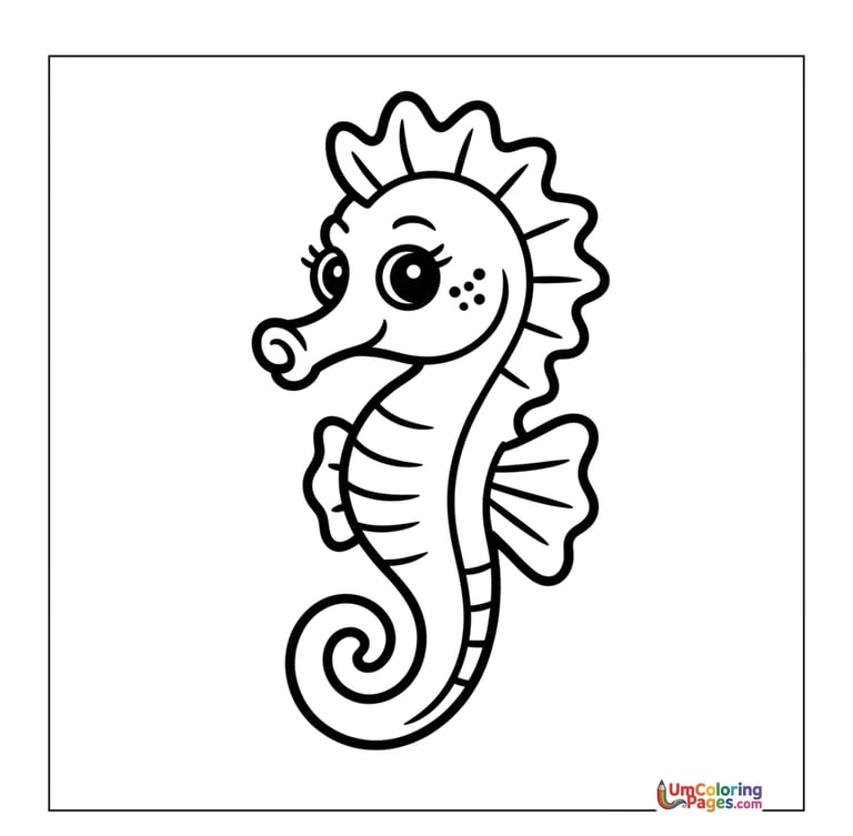 seahorse coloring page for kids