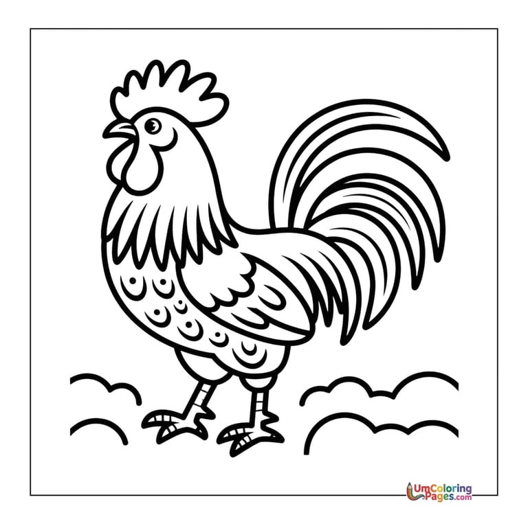 rooster coloring page for kids