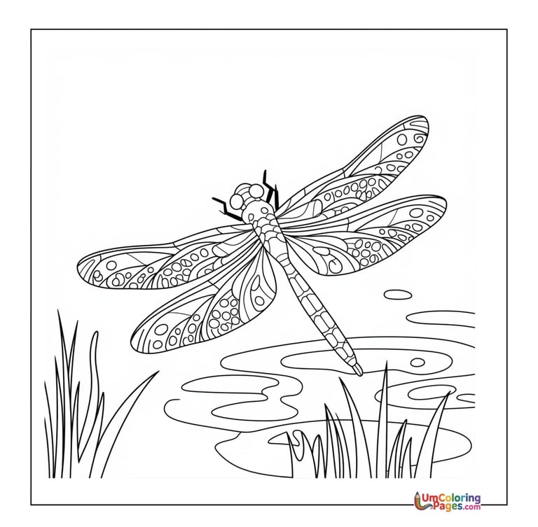 Dragonfly coloring page flying insect printable for kids