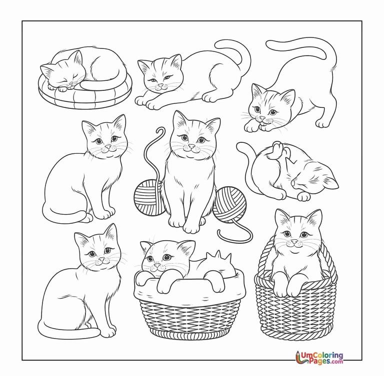 Cat coloring page pet animal printable for kids worksheet
