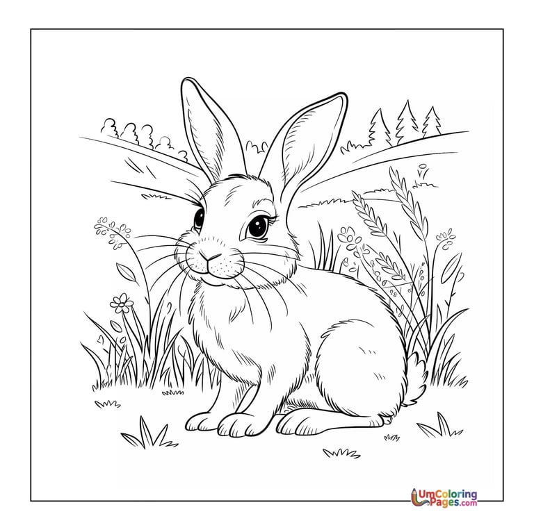Rabbit coloring page bunny pet printable for kids